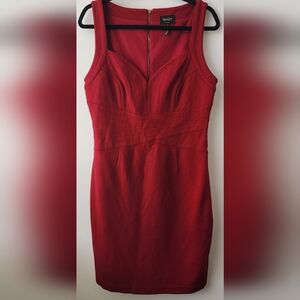 Laundry Vixen Red Sleeveless Mini Dress Sweetheart Neck Gold Zipper Shelli Segal